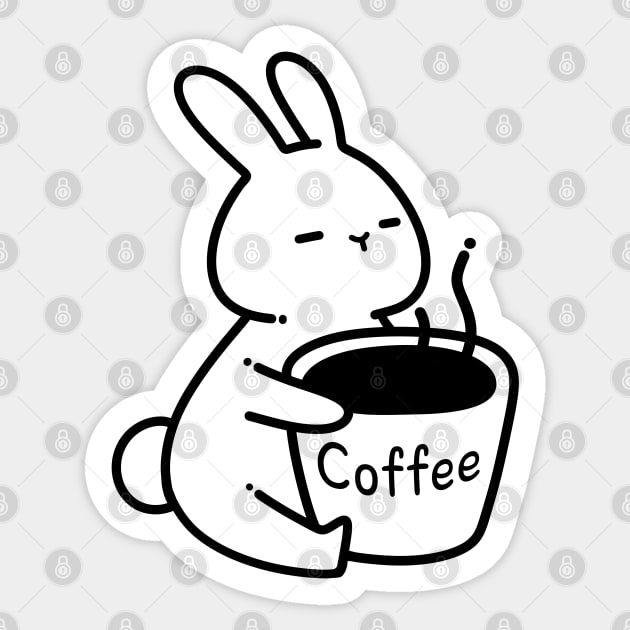 Bunny with Cup of Coffee | Coffee Lover Gifts | Handmade Illustrations by Atelier Serakara Sticker by Atelier Serakara